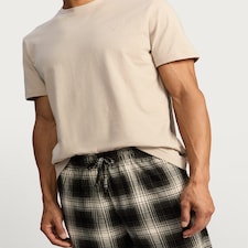 F&F Check Print Fleece Bottom Pyjama Set in Stone thumbnail 2