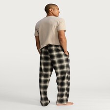 F&F Check Print Fleece Bottom Pyjama Set in Stone thumbnail 3