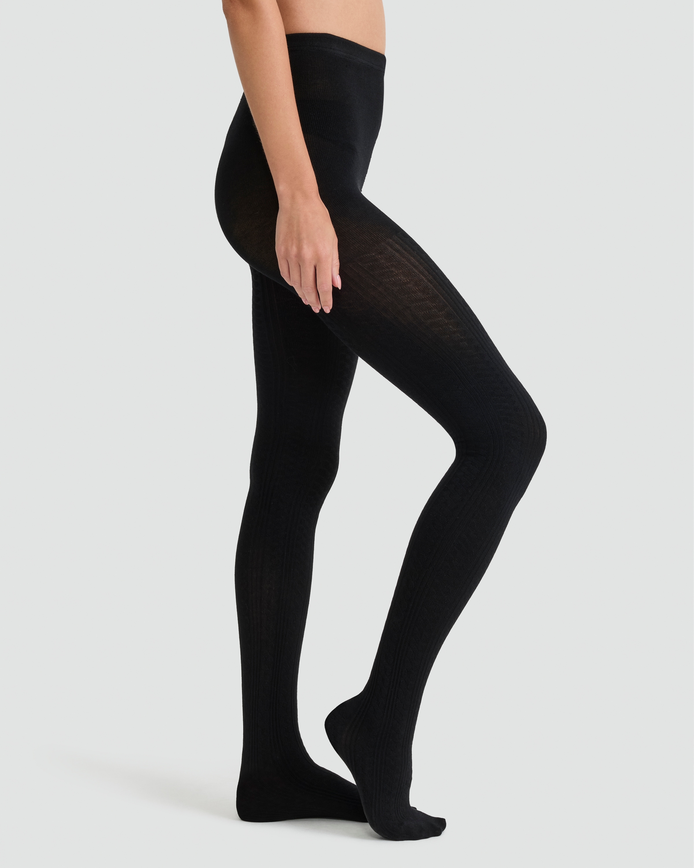 F&F Cable Knit Tights in Black