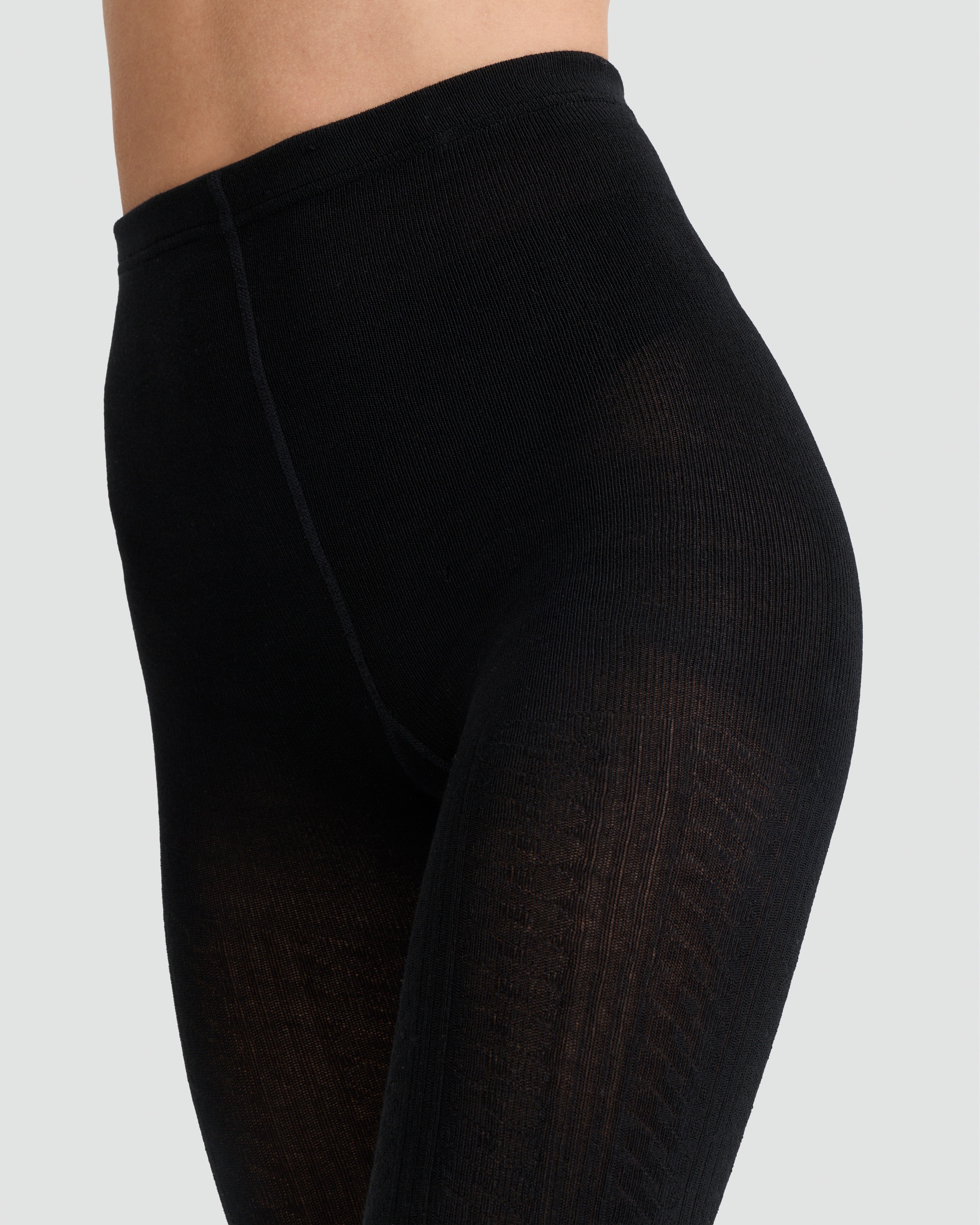 F&F Cable Knit Tights in Black thumbnail 2
