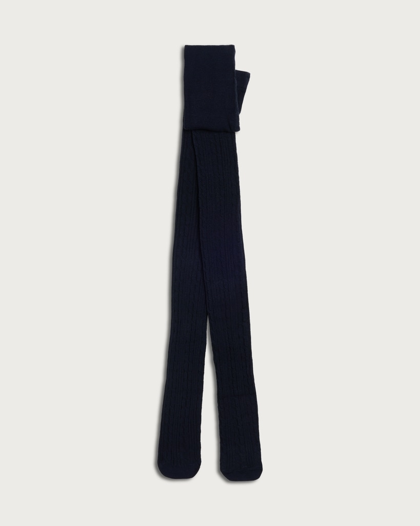 F&F 100 Denier Cable Knit Tights in Navy thumbnail 3