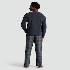 F&F Fleece Check Print Long Sleeved Pyjamas in Grey thumbnail 4