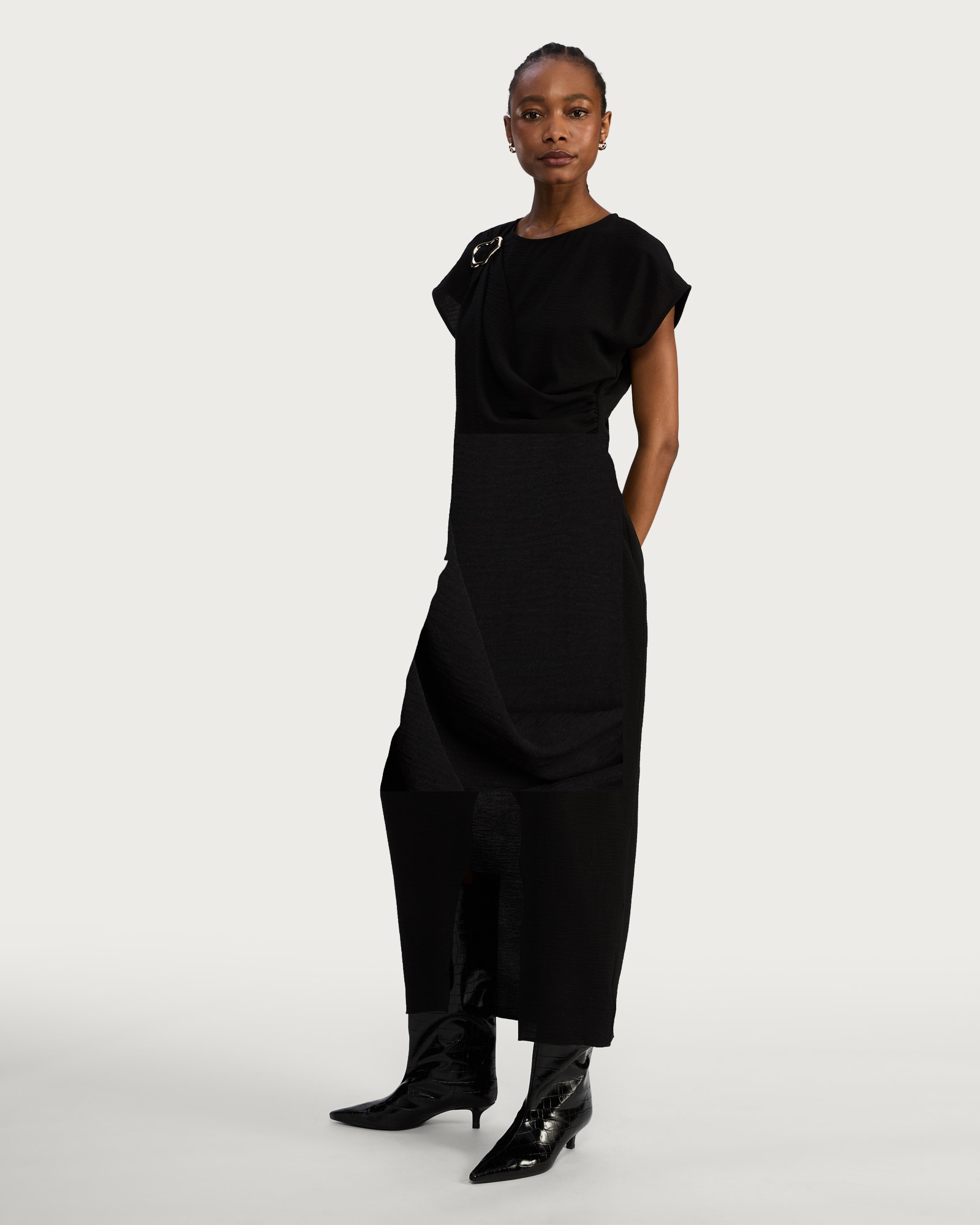 F&F Draped Metal Detail Top in Black thumbnail 3