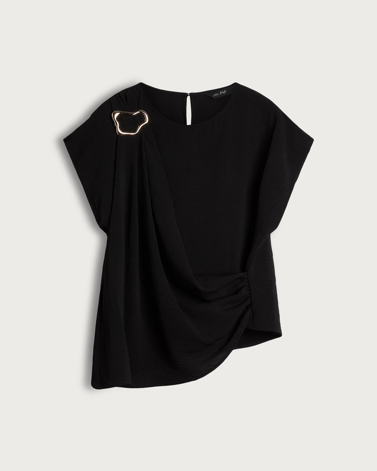 F&F Draped Metal Detail Top in Black thumbnail 5