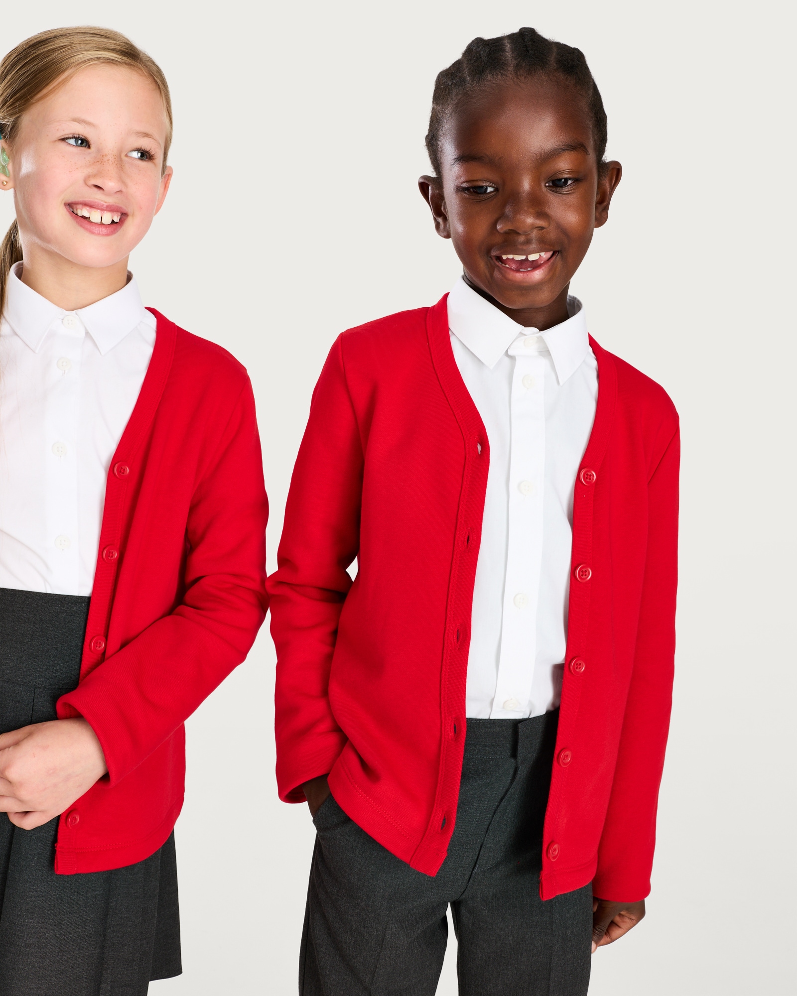 F&F School Unisex 2-Pack Cotton Rich Sweat Cardigans in Red