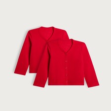 F&F School Unisex 2-Pack Cotton Rich Cardigans in Red thumbnail 4