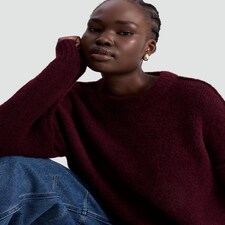 The F&F Edit Ribbed Crew Neck Jumper with Wool in Burgundy thumbnail 2