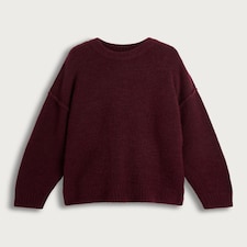 The F&F Edit Ribbed Crew Neck Jumper with Wool in Burgundy thumbnail 4
