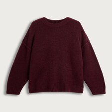 The F&F Edit Ribbed Crew Neck Jumper with Wool in Burgundy thumbnail 4