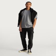 F&F Cotton Rich Slim Leg Cuffed Cargo Joggers in Black