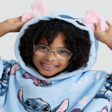 Disney Lilo and Stitch Print Fleece Hooded Blanket in Blue thumbnail 2