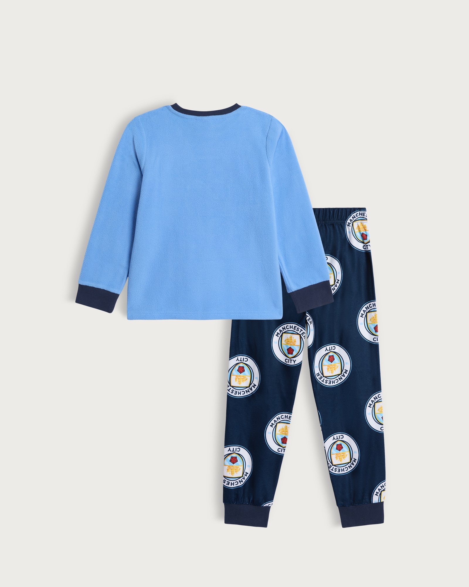 Manchester City Football Club Print Minky Fleece Pyjamas in Blue thumbnail 2