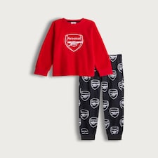 Arsenal Fleece Textured Top and Cuffed Bottoms Pyjamas in Red