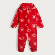 Manchester United Fleece Hooded Onesie in Red