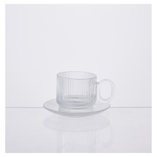 F&F Home Ribbed Glass Espresso Cup and Saucer