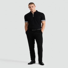 The F&F Edit Textured Zip Neck Polo Shirt in Black