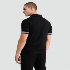 The F&F Edit Textured Zip Neck Polo Shirt in Black thumbnail 3