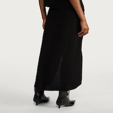 F&F Wrap Metal Buckle Midi Skirt in Black thumbnail 4