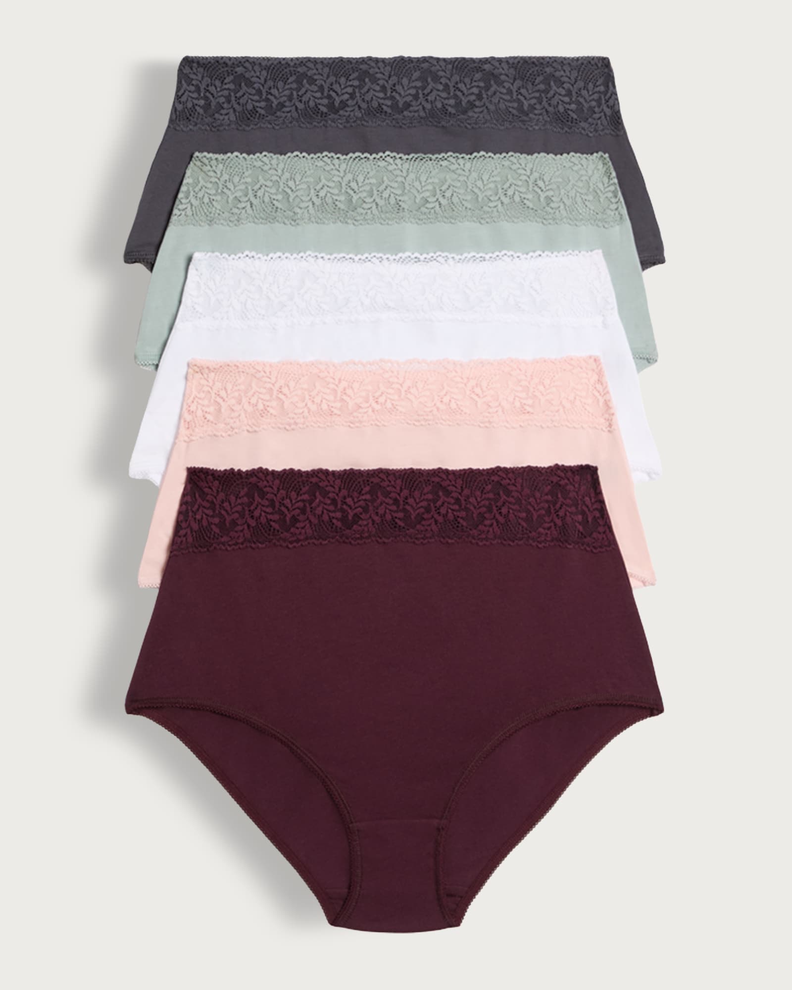 F&F 5-Pack Lace Trim Full Briefs in Multi thumbnail 4