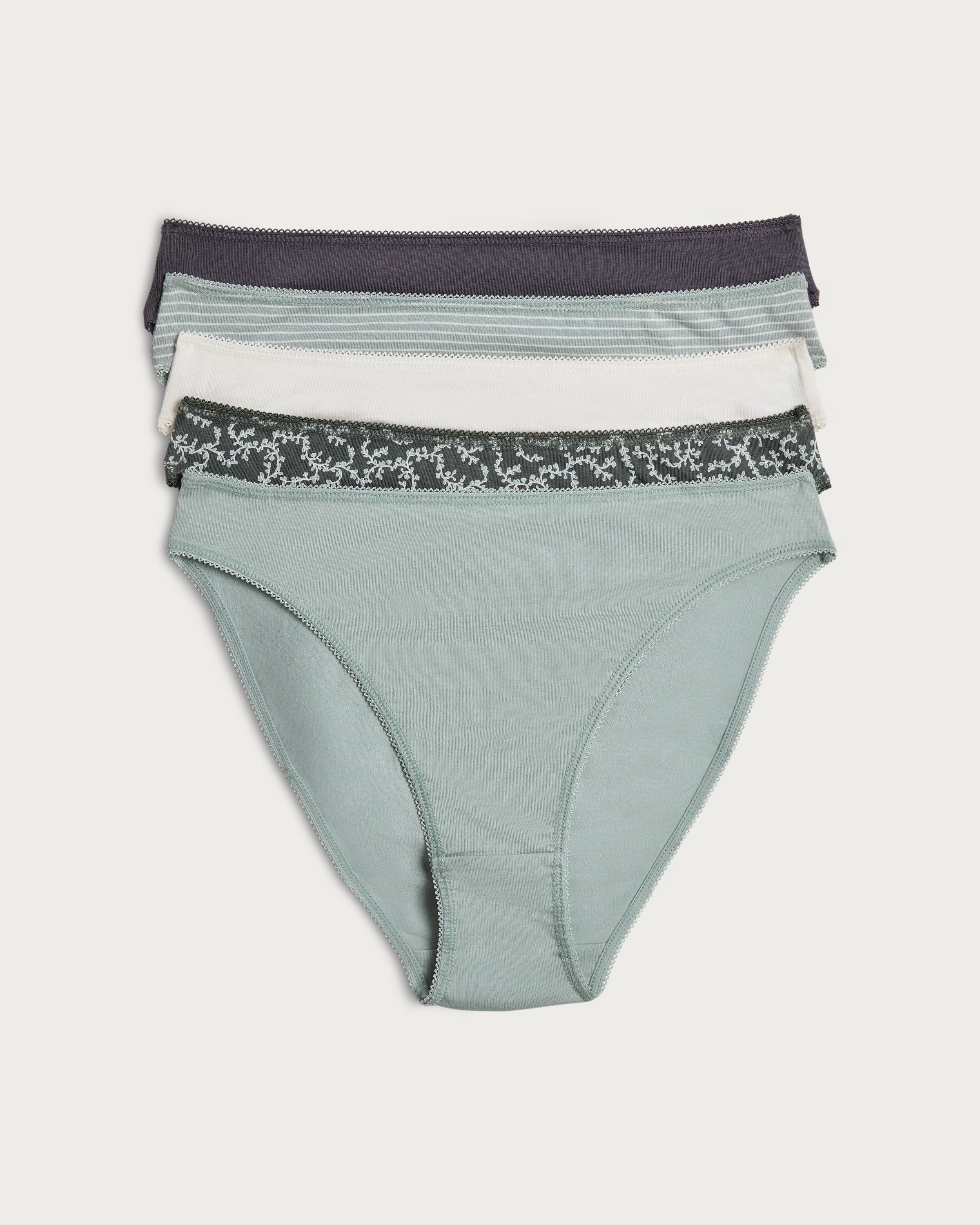 F&F 5-Pack Cotton Rich High Leg Knickers in Purple thumbnail 4