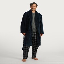F&F Fleece Textured Dressing Gown in Navy thumbnail 2
