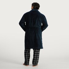F&F Fleece Textured Dressing Gown in Navy thumbnail 3