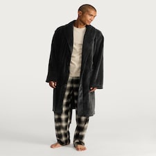 F&F Fleece Shawl Collar Dressing Gown in Black