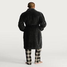F&F Fleece Shawl Collar Dressing Gown in Black thumbnail 3