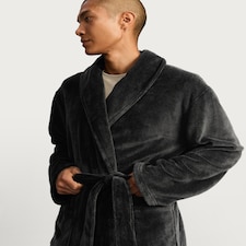 F&F Fleece Shawl Collar Dressing Gown in Black thumbnail 2