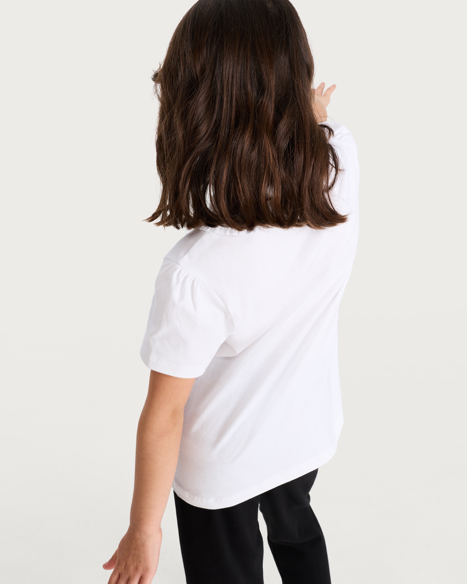 F&F School Girls Frill Trim Short Sleeved Polo Shirt in White thumbnail 3