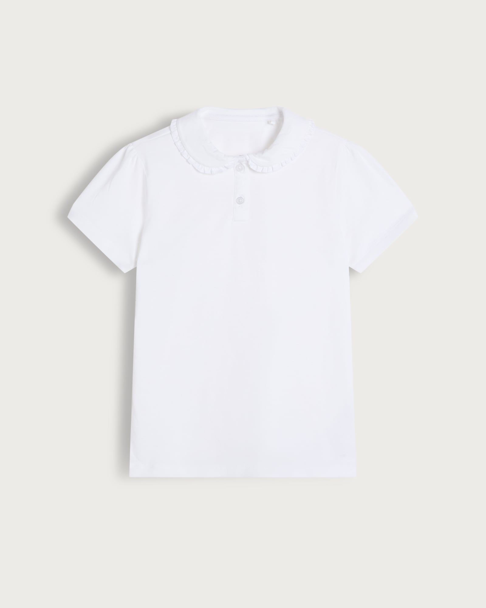 F&F School Girls Frill Trim Short Sleeved Polo Shirt in White thumbnail 4