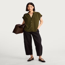 F&F Button Front Collared Blouse in Green thumbnail 2