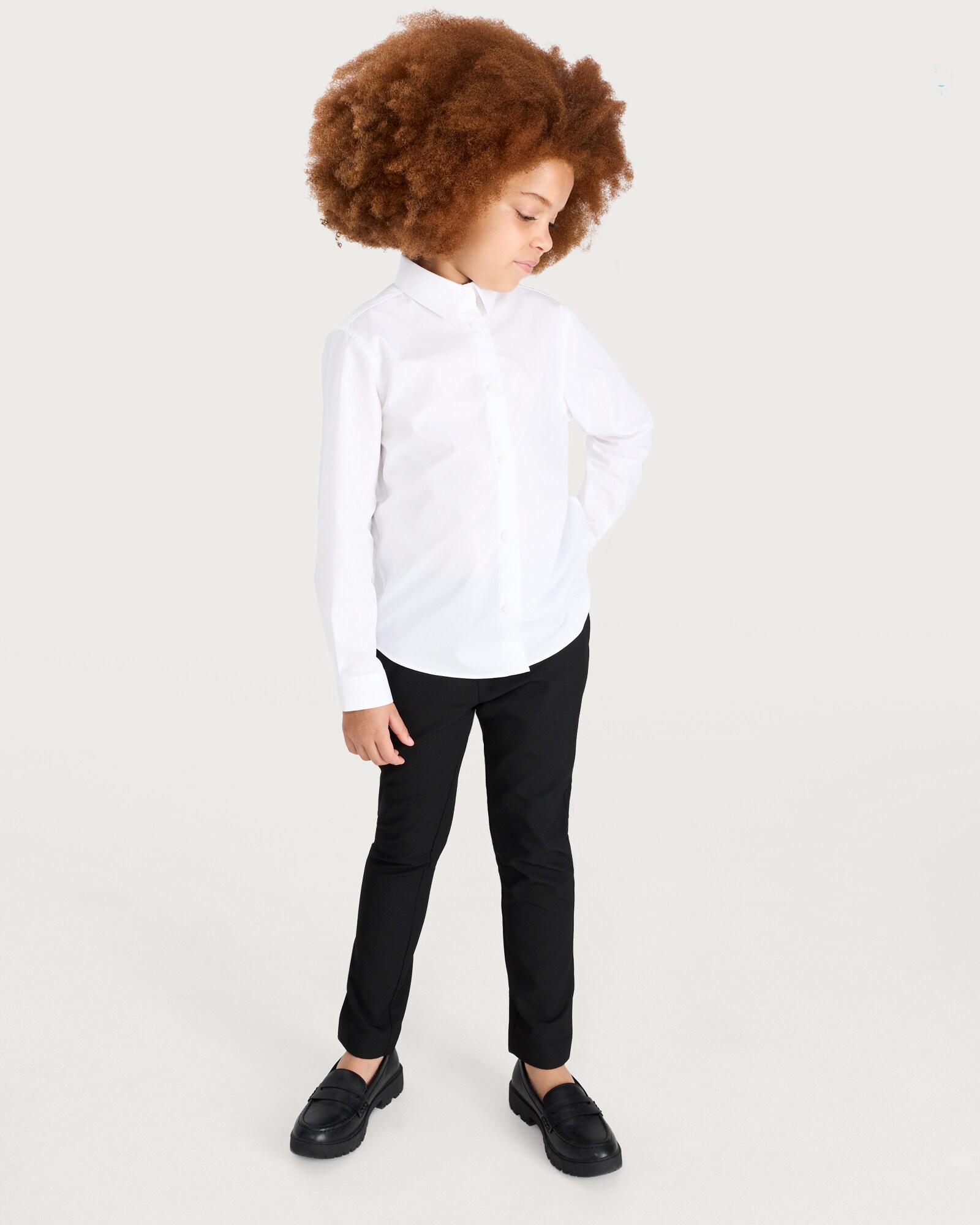 F&F School Girls 3-Pack Dressing Made Easy Long Sleeved Shirts  in White thumbnail 2