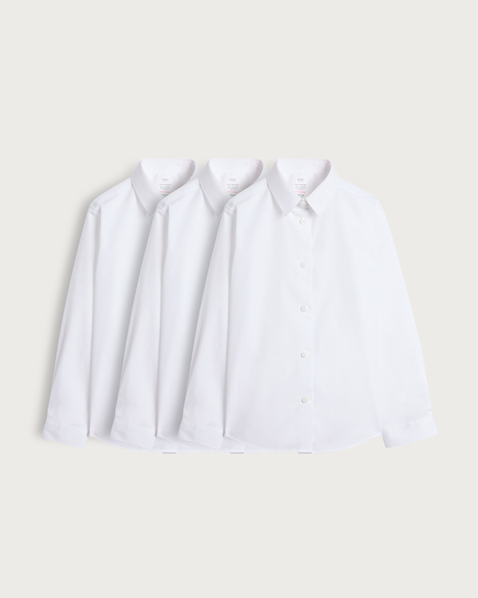 F&F School Girls 3-Pack Dressing Made Easy Long Sleeved Shirts  in White thumbnail 4