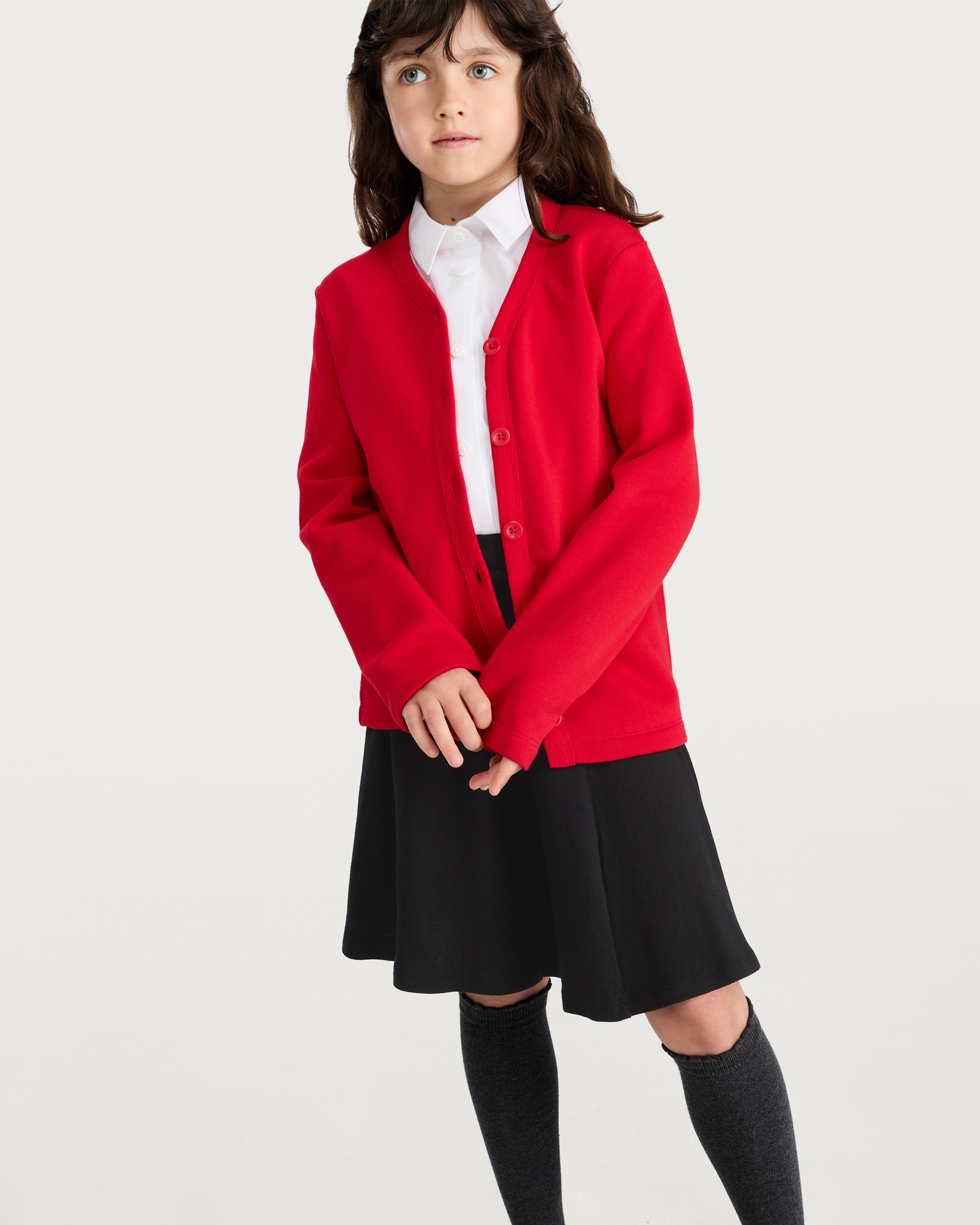 F&F School Girls Cotton Rich Pleated Skort in Black