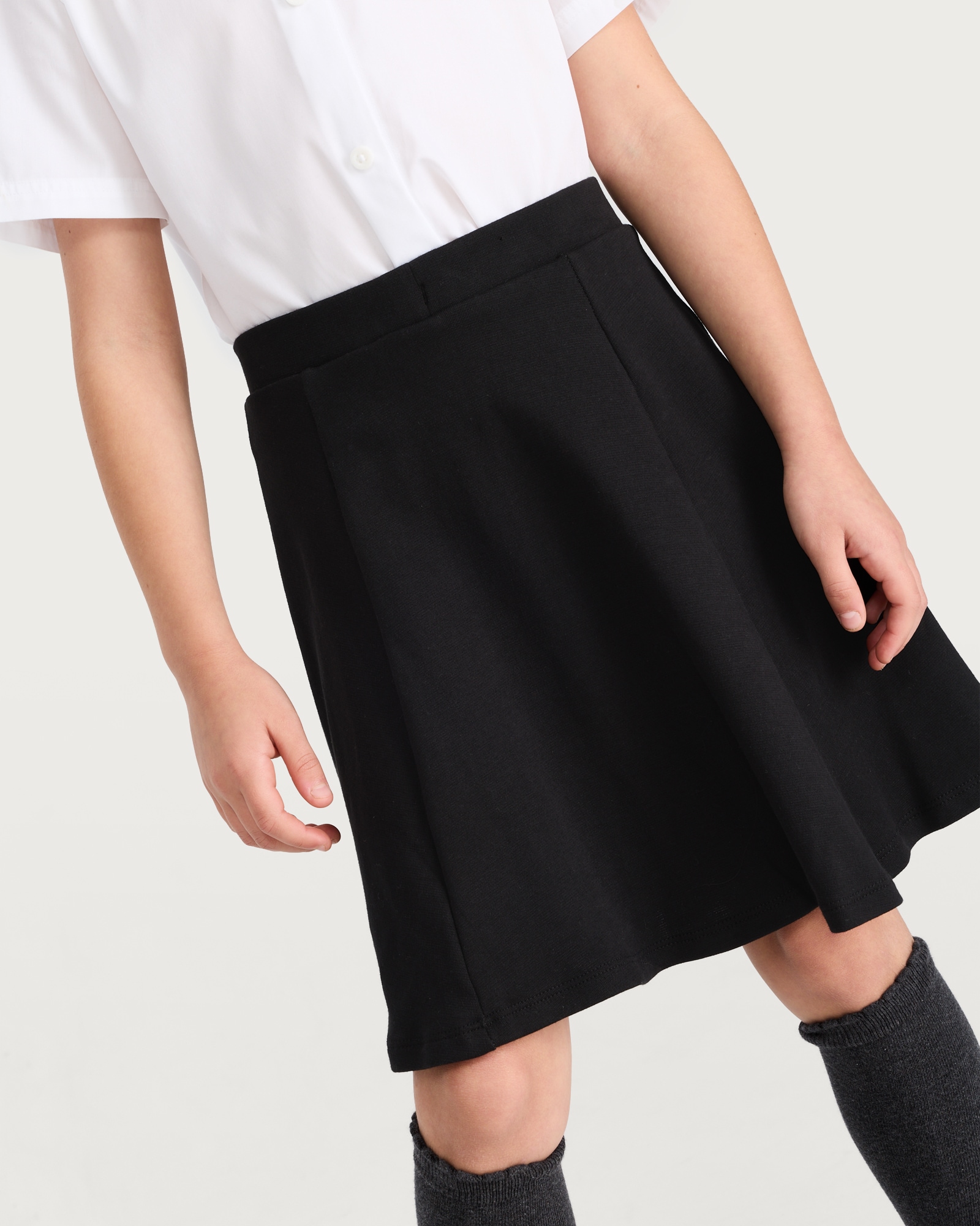 F&F School Girls Cotton Rich Pleated Skort in Black thumbnail 2