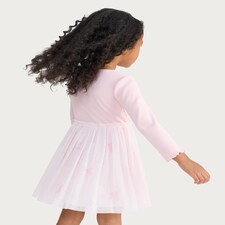 F&F Girls Bow Embroidered Long Sleeve Dress in Multi thumbnail 3