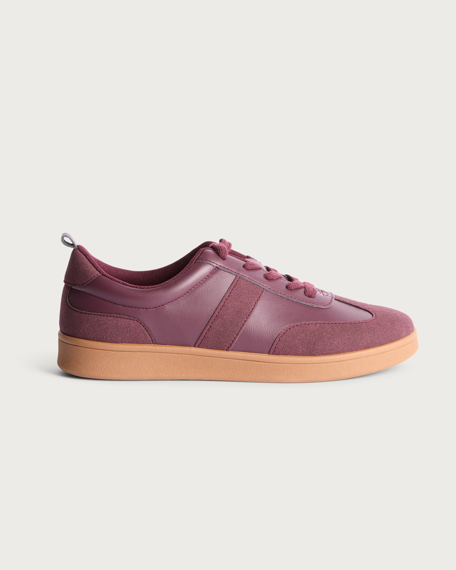 F&F Panelled Lace Up Trainers in Burgundy