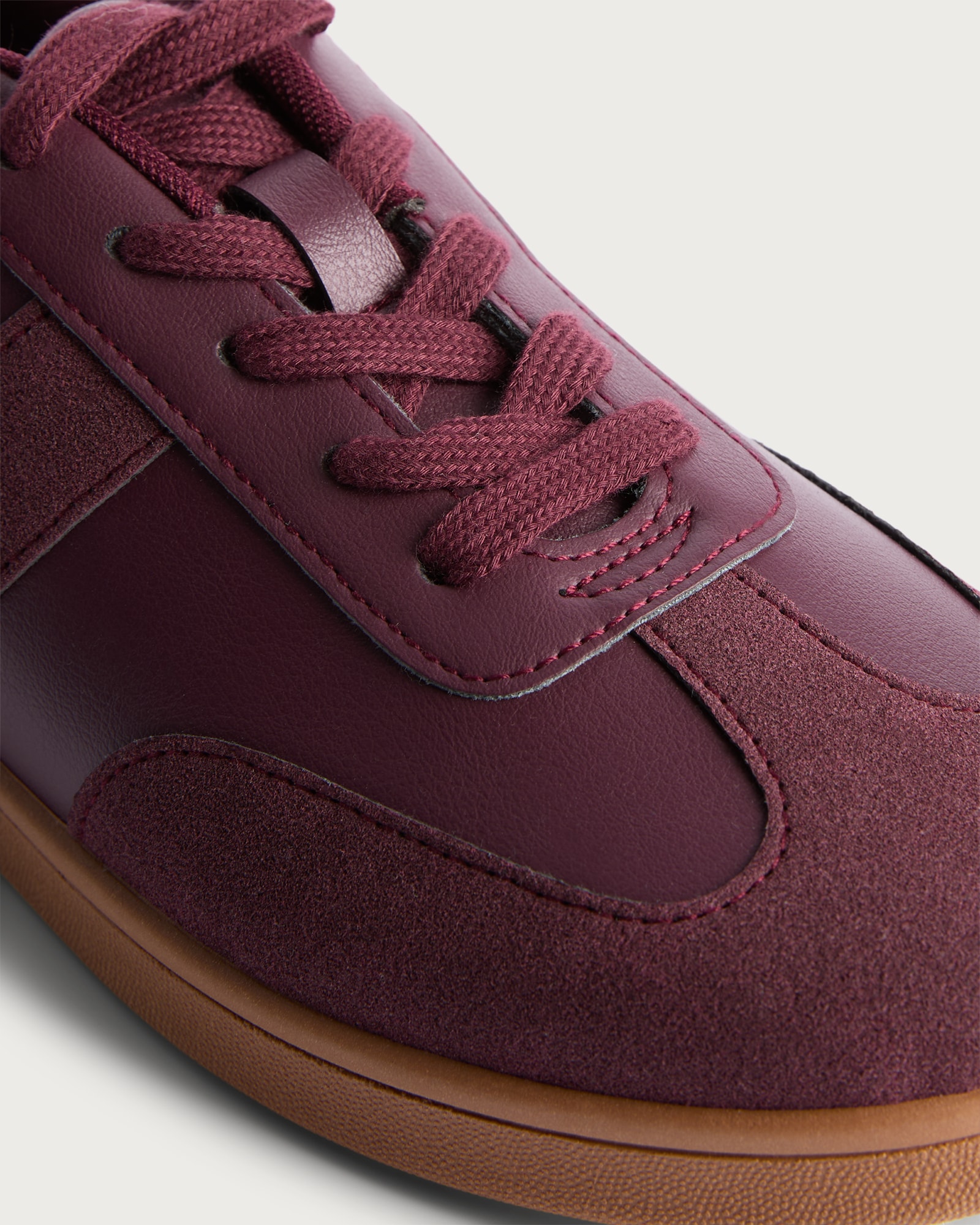 F&F Panelled Lace Up Trainers in Burgundy thumbnail 3