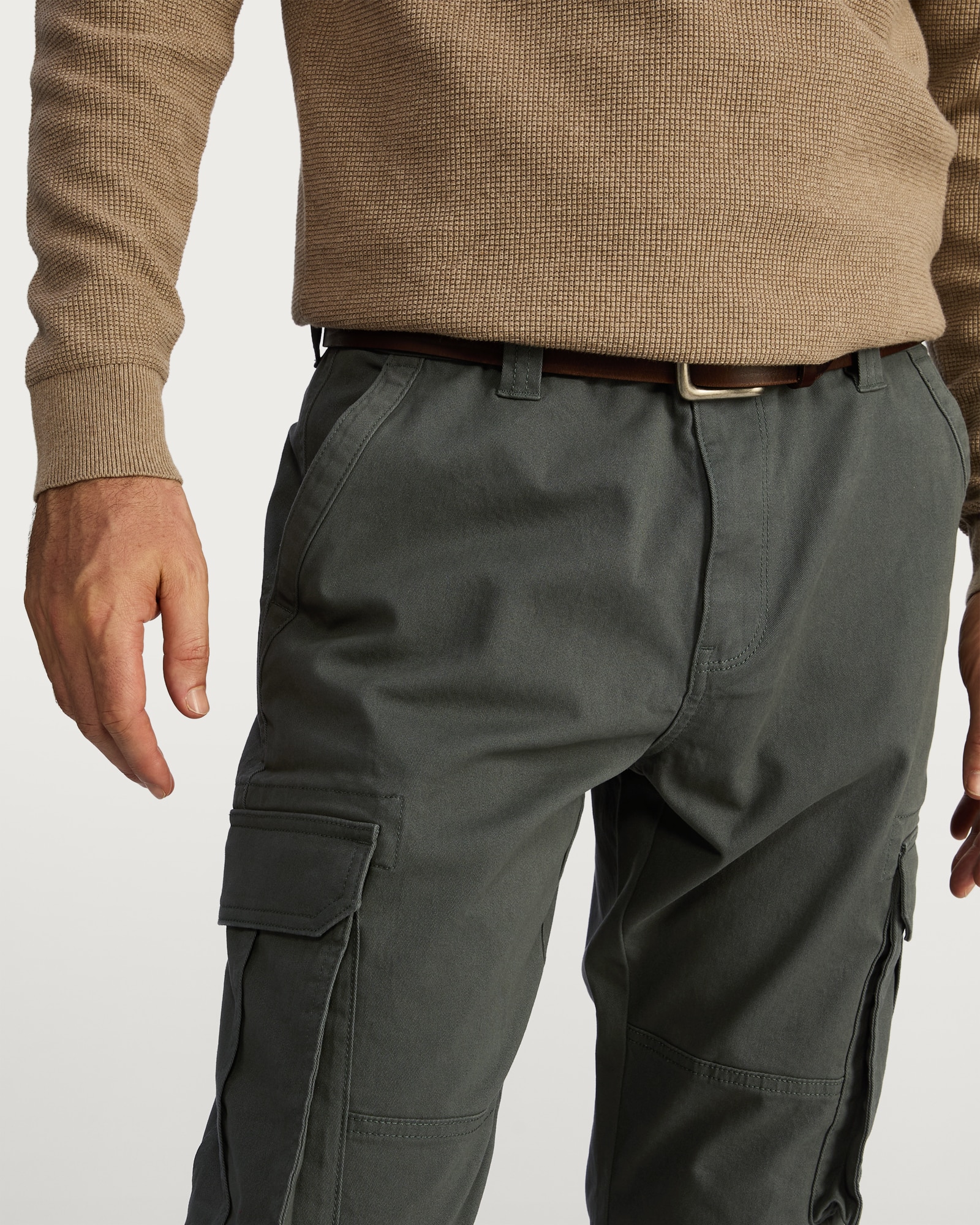 F&F Cotton Rich Straight Leg Cargo Trousers in Khaki
