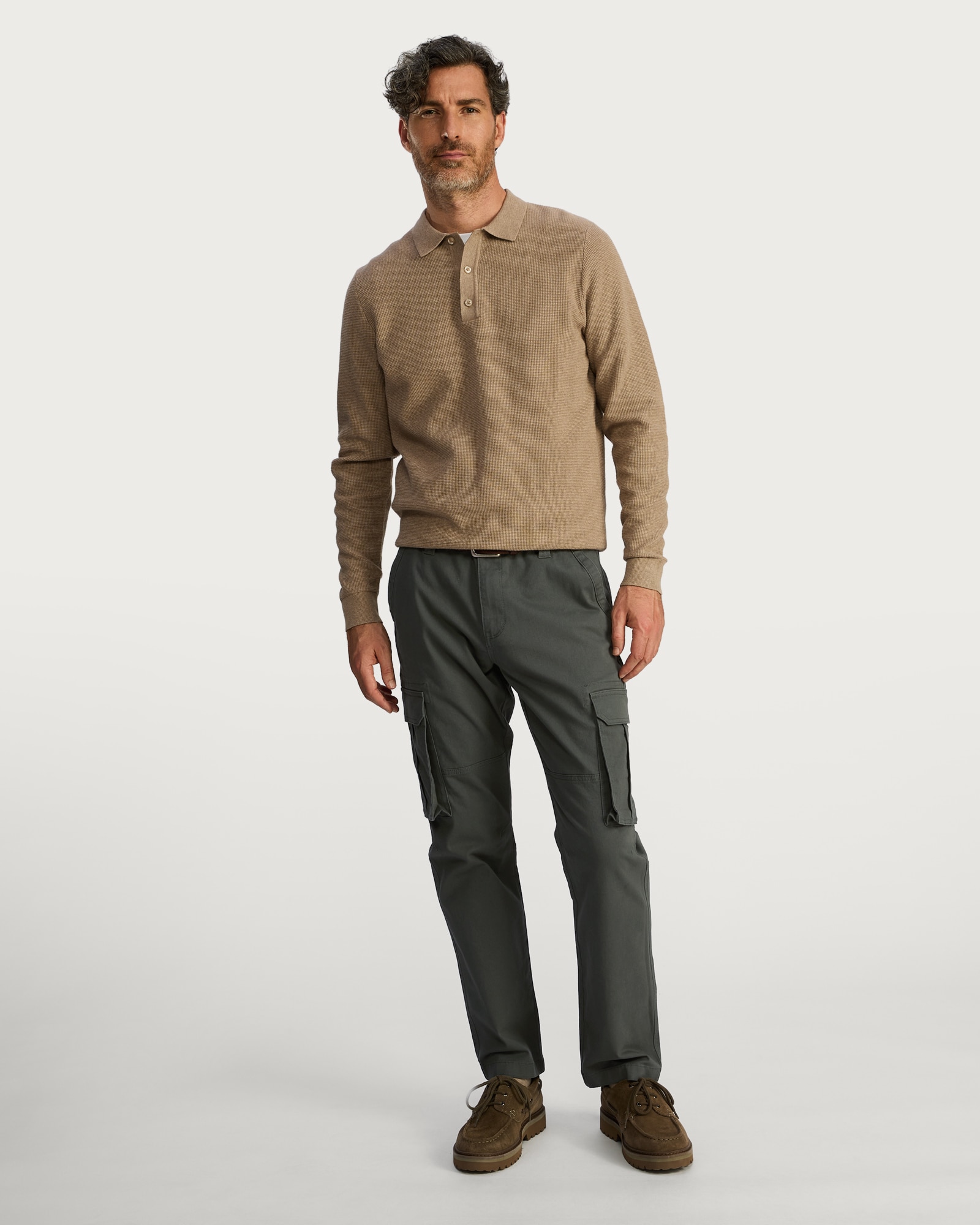 F&F Cotton Rich Straight Leg Cargo Trousers in Khaki thumbnail 2