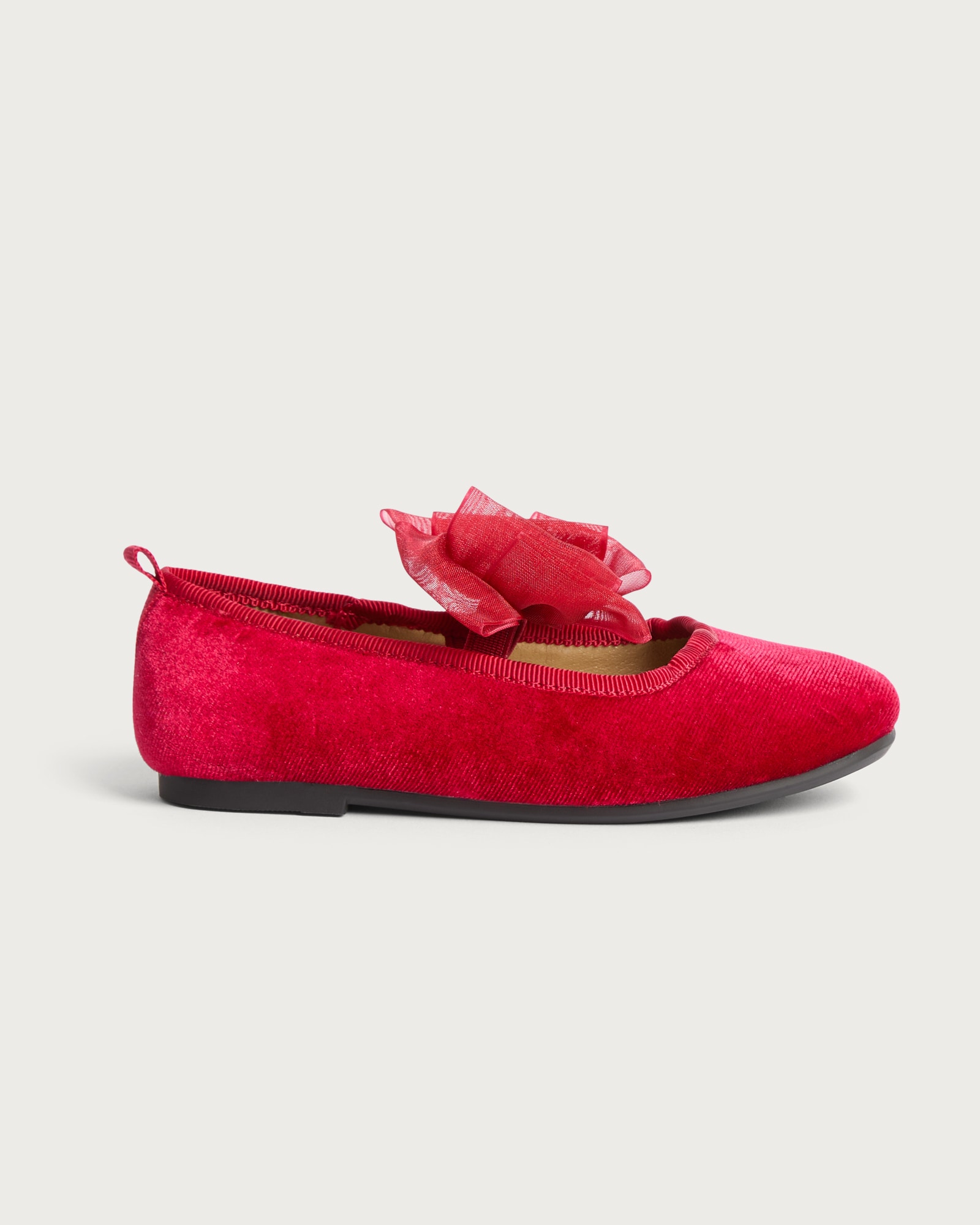 F&F Girls Velvet Bow Detail Ballet Shoes in Red