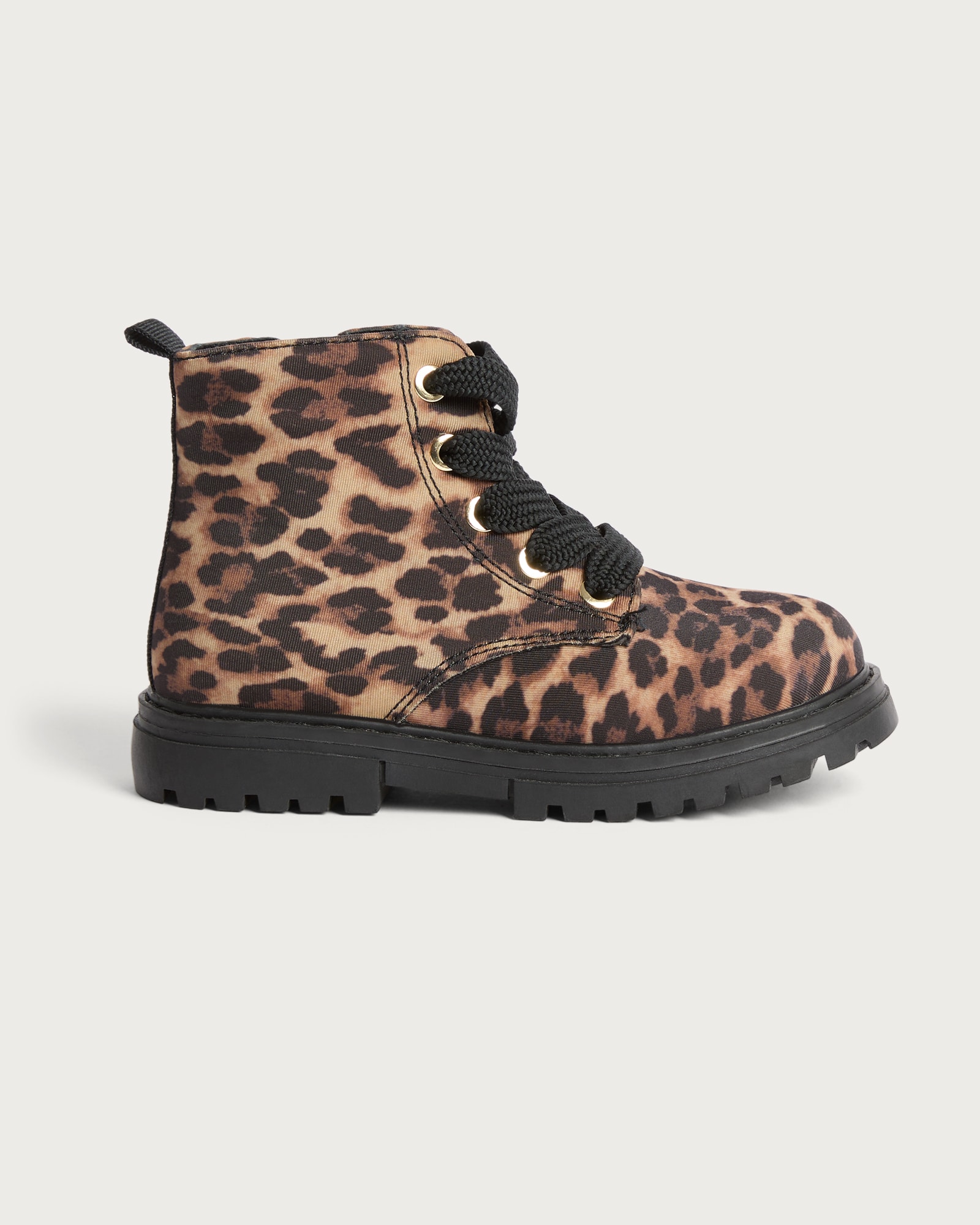 F&F Girls Leopard Print Lace Up Boots in Multi Brown