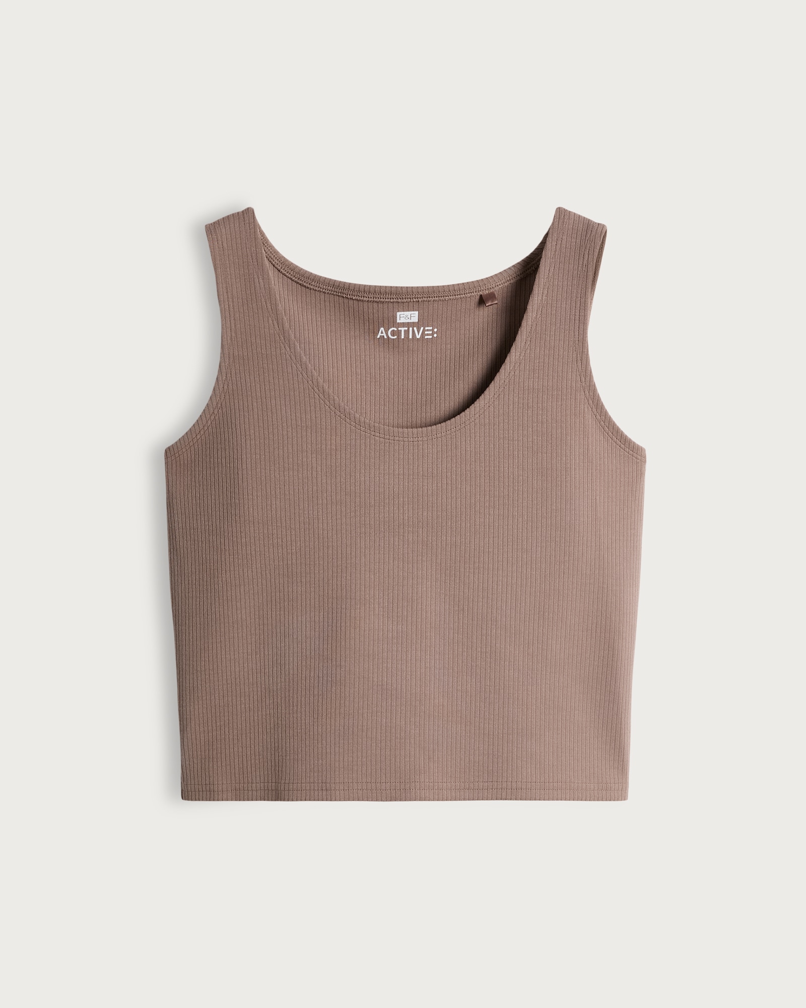 F&F Active Ribbed Round Neck Vest in Brown thumbnail 5
