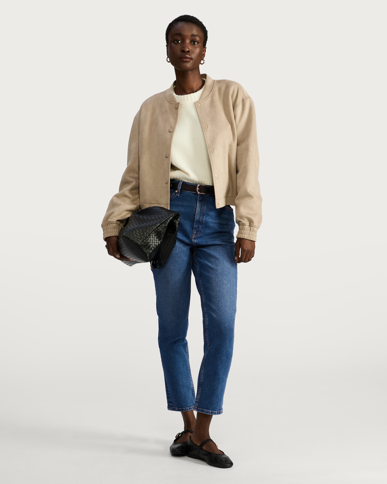 F&F High Rise Slim Ankle Grazer Jeans in Blue thumbnail 2
