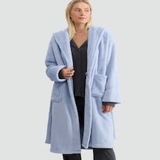 F&F Fleece Hooded Dressing Gown in Blue