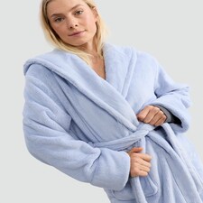 F&F Fleece Hooded Dressing Gown in Blue thumbnail 2