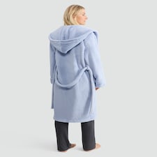 F&F Fleece Hooded Dressing Gown in Blue thumbnail 3