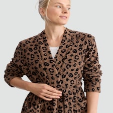 F&F Fleece Leopard Print Dressing Gown in Multi Brown thumbnail 3