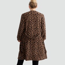 F&F Fleece Leopard Print Dressing Gown in Multi Brown thumbnail 4